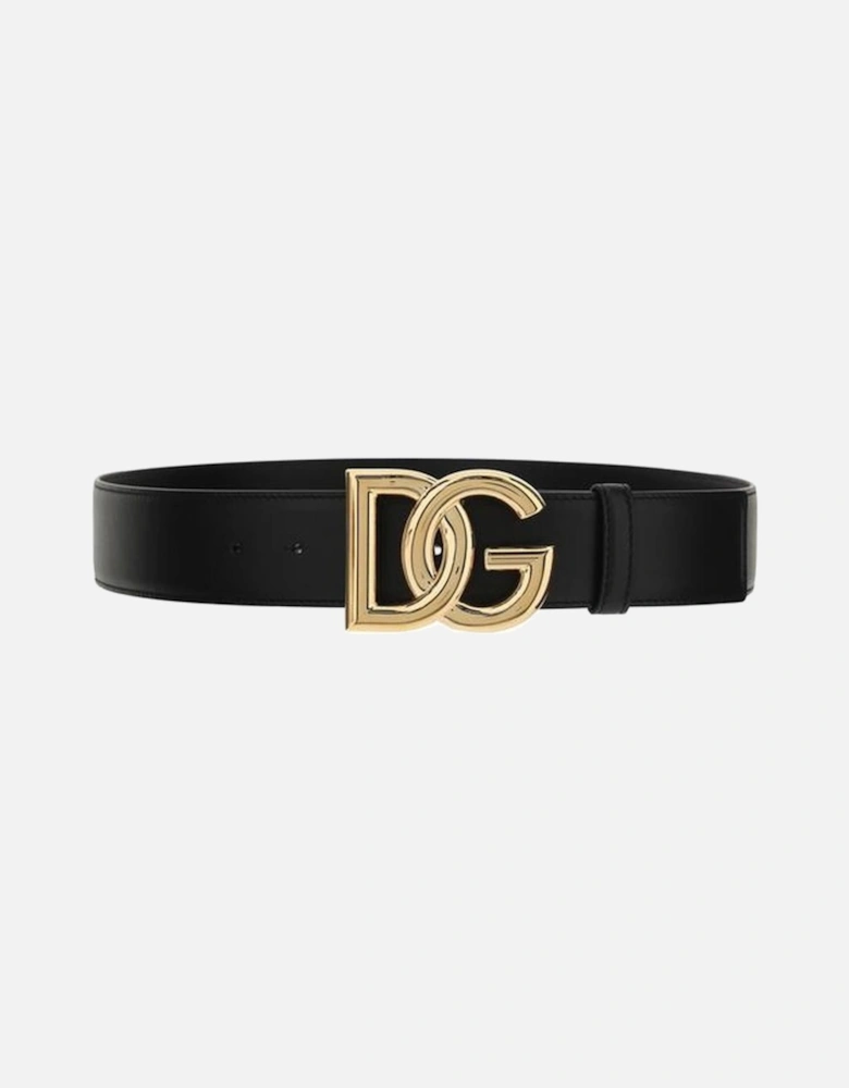 Calfskin Belt with Monogram Buckle Women - Black