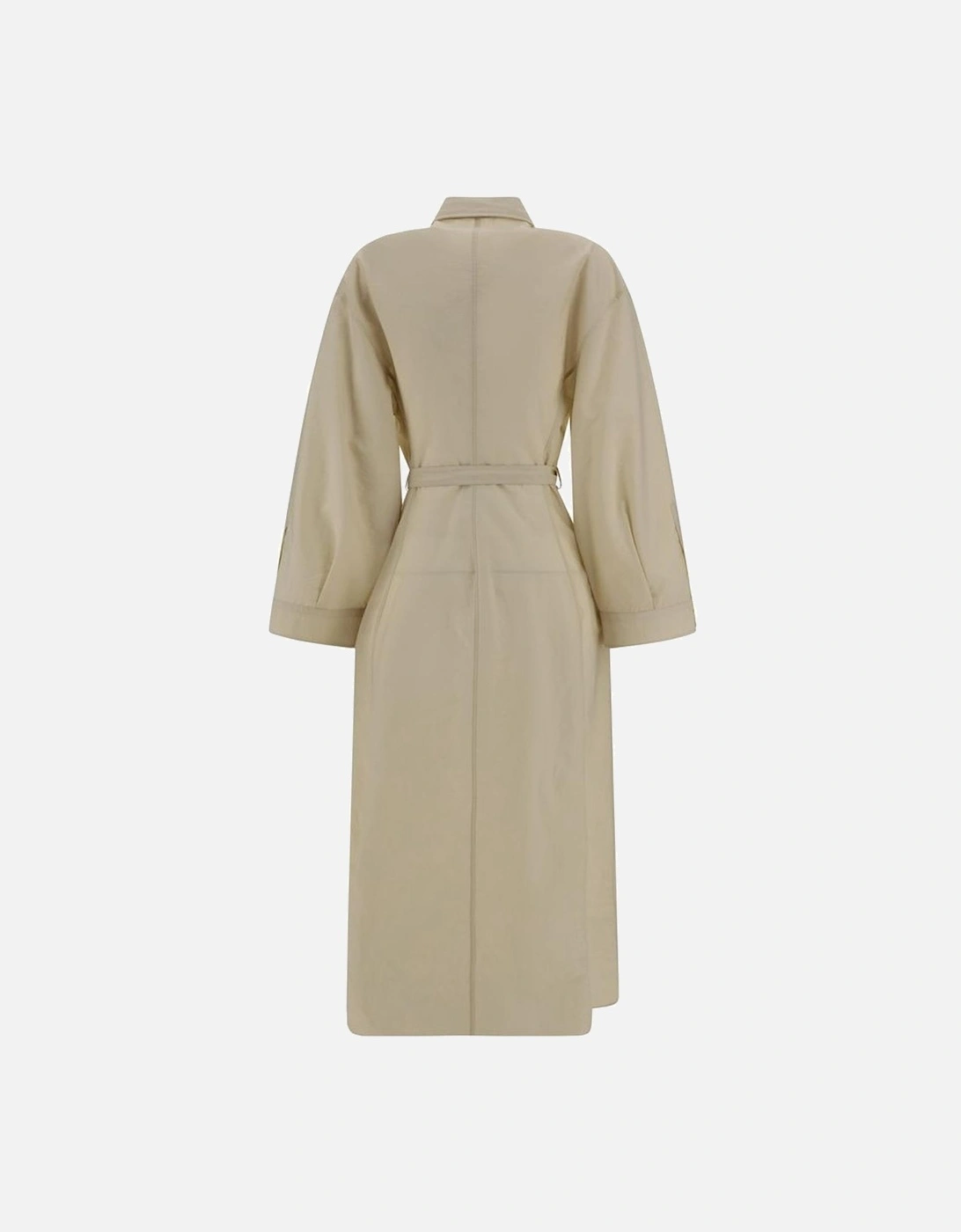Belted Cotton Shirt Dress Women - Beige Dresses