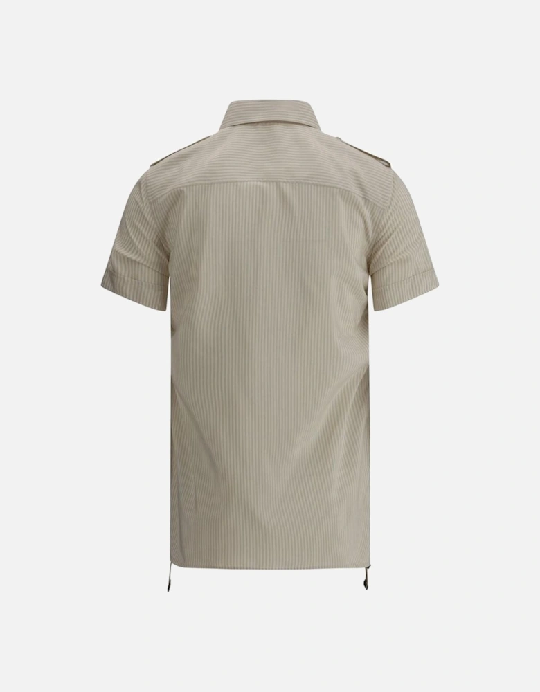 Striped Short Sleeve Shirt Women - Beige