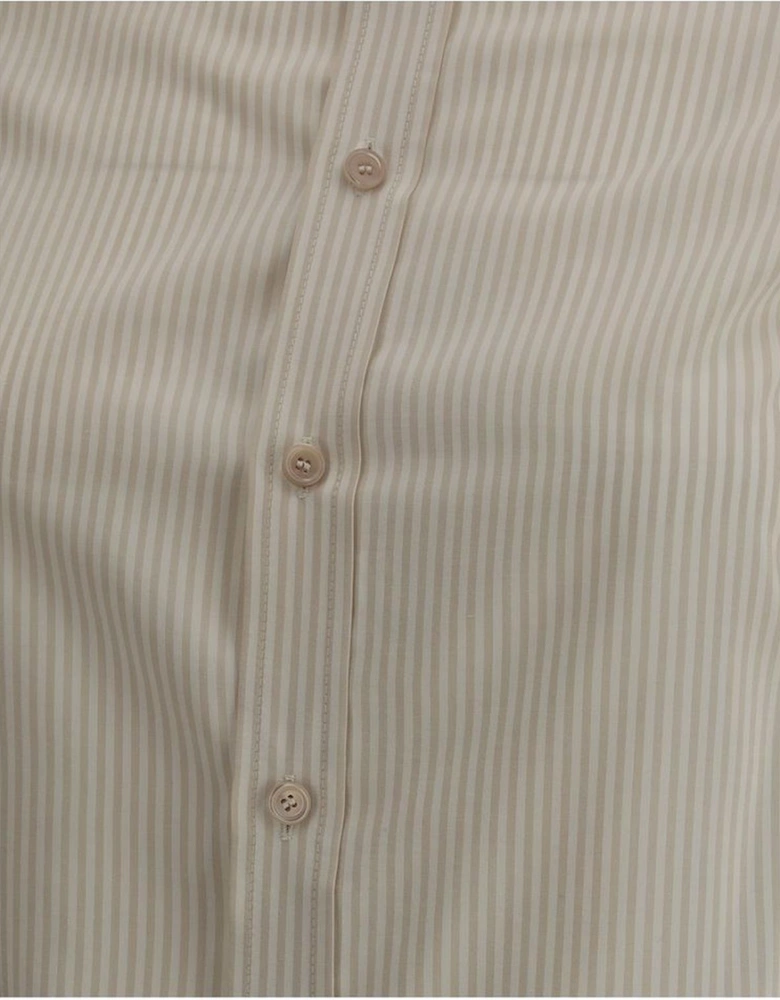 Striped Short Sleeve Shirt Women - Beige
