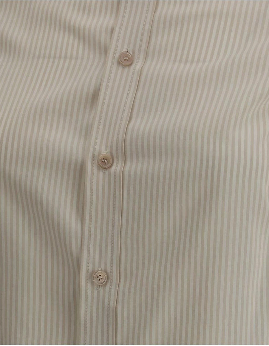 Striped Short Sleeve Shirt Women - Beige