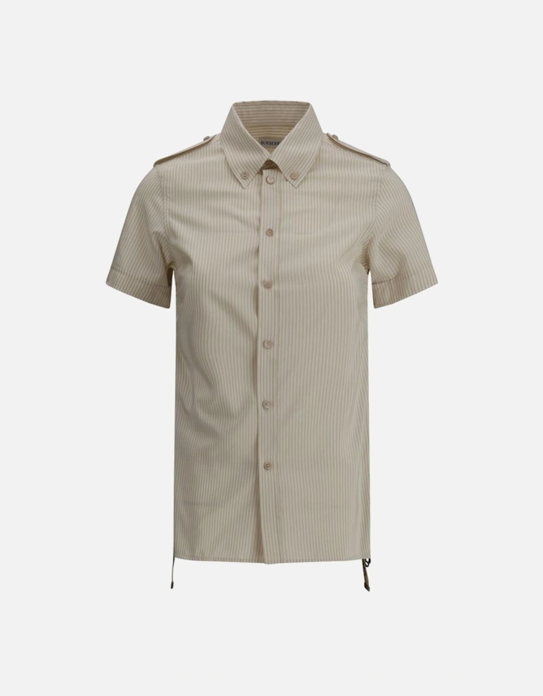 Striped Short Sleeve Shirt Women - Beige