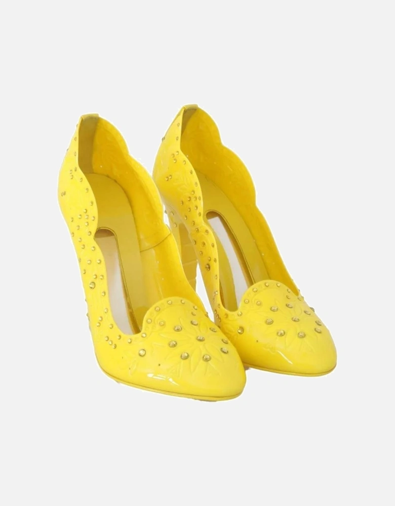 Crystal-Embellished PVC Cinderella Pumps Women - Yellow