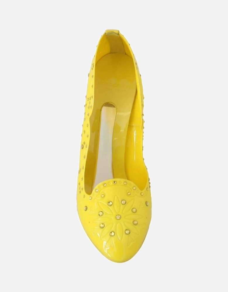 Crystal-Embellished PVC Cinderella Pumps Women - Yellow