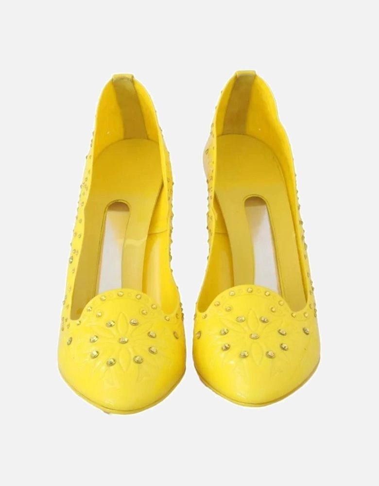 Crystal-Embellished PVC Cinderella Pumps Women - Yellow