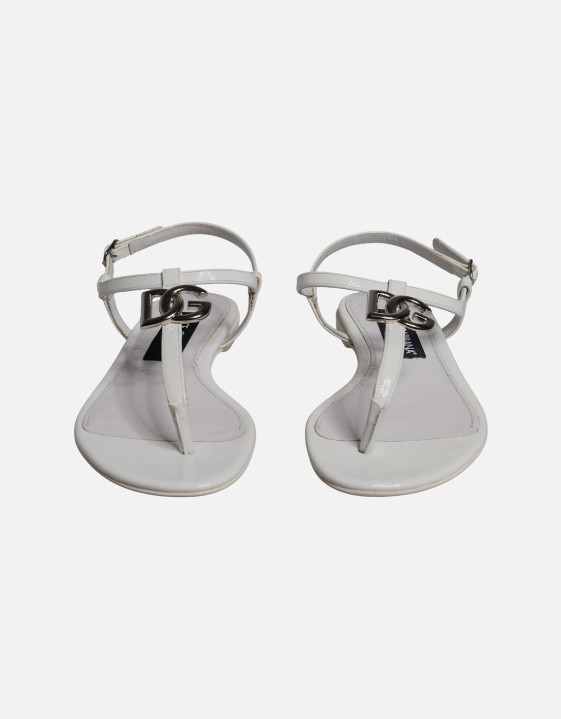 Ankle Strap Leather Slide Sandals Women - White Flats