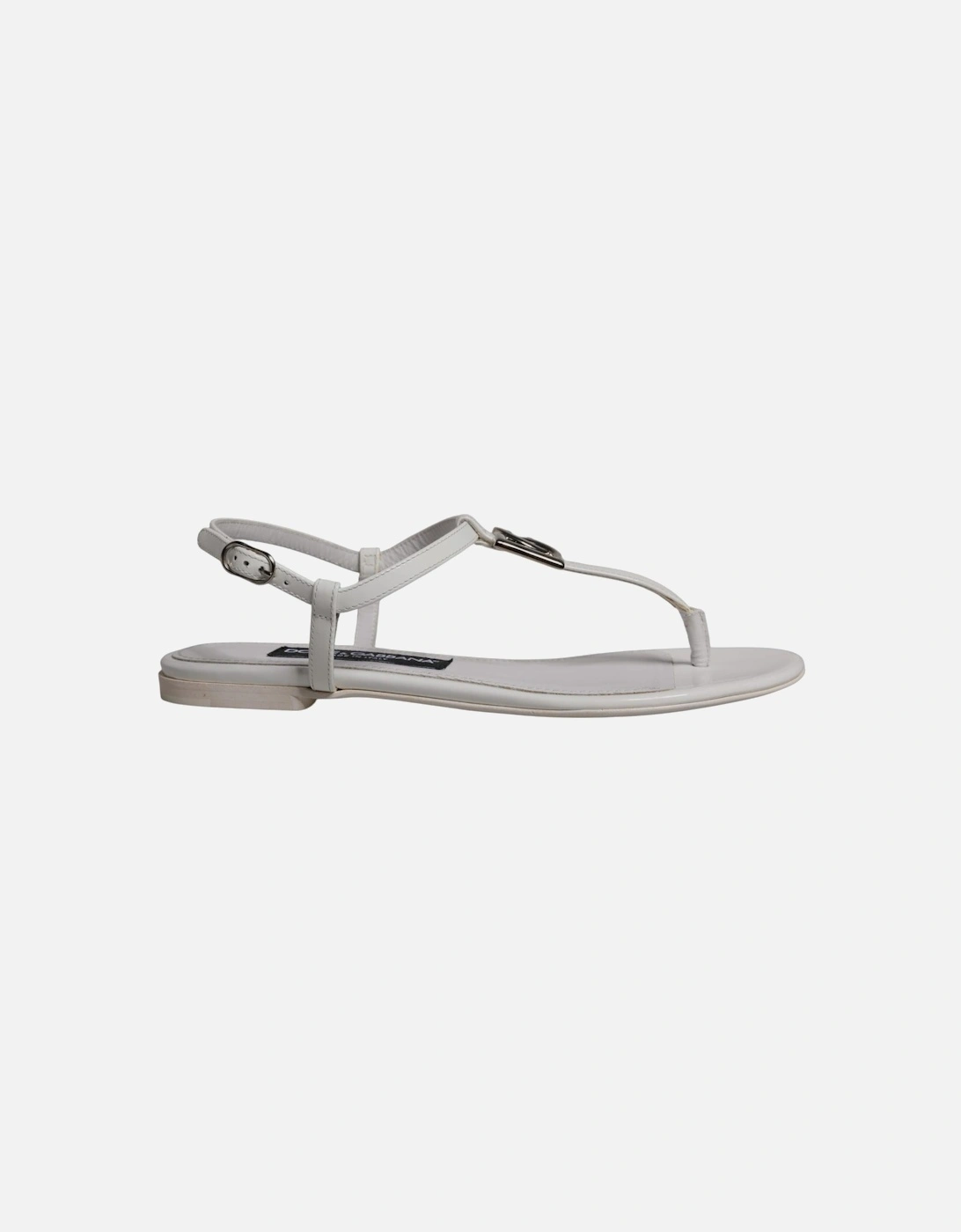 Ankle Strap Leather Slide Sandals Women - White Flats, 6 of 5