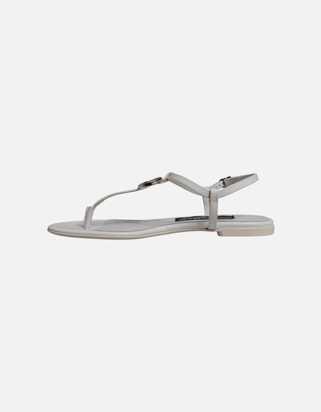 Ankle Strap Leather Slide Sandals Women - White Flats