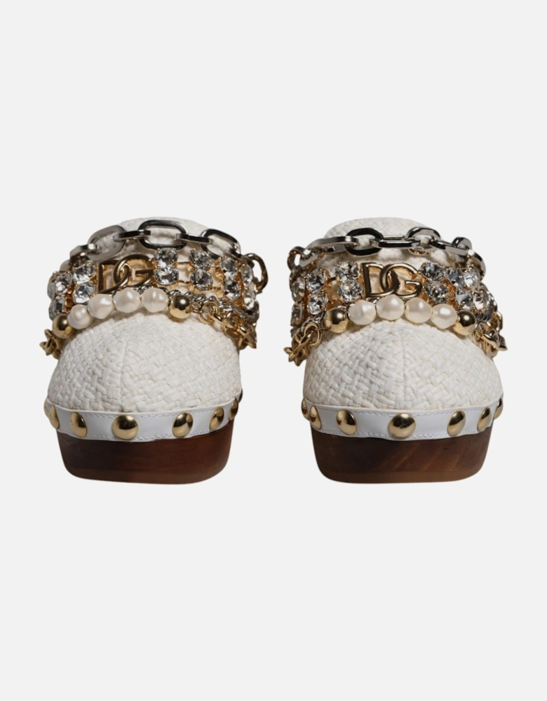 Clogs Sandals with Leather Sole and Logo Details Women - White