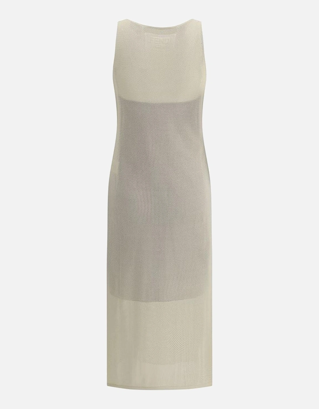 Perforated Weave Long Dress with Monogram Detail Women - White Dresses