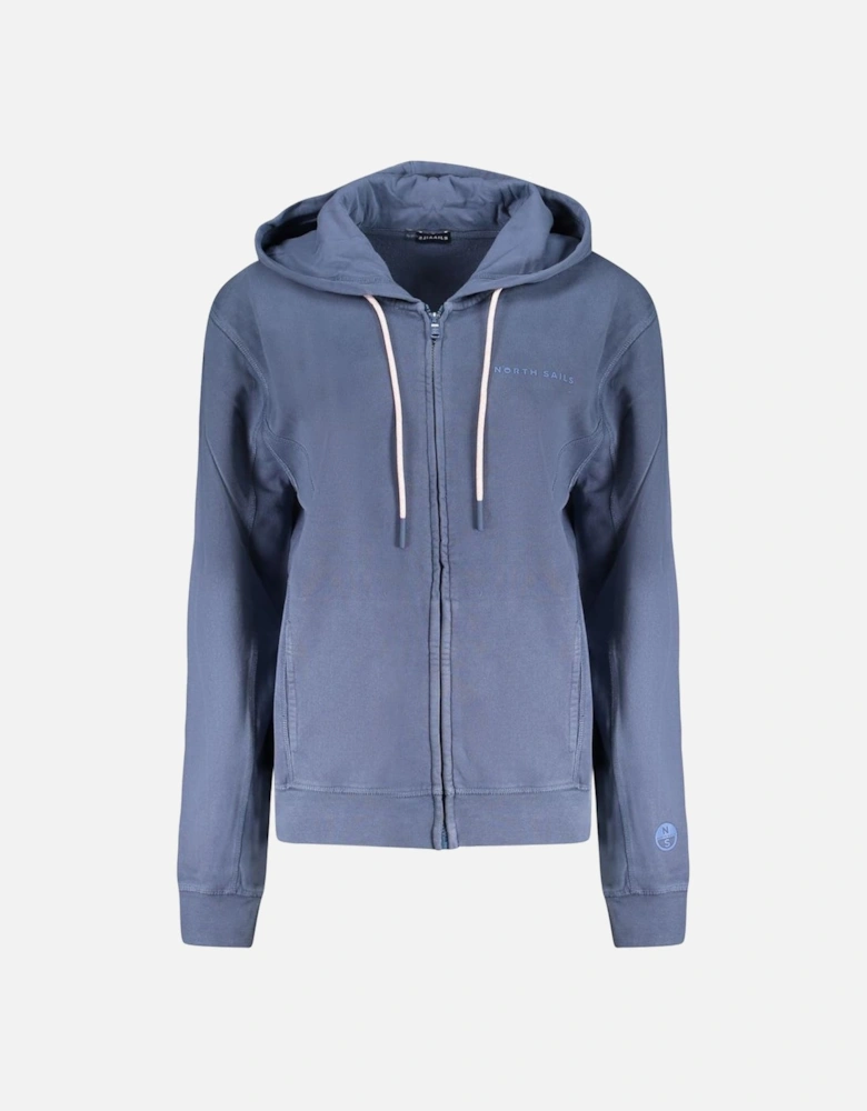 Long-Sleeved Hooded Sweatshirt with Zip Closure Women - Blue Sweaters