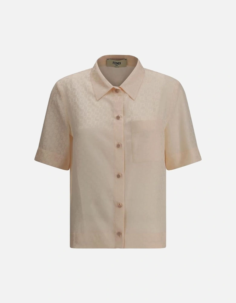Silk Shirt with Classic Collar and FF Pattern Women - Multicolor