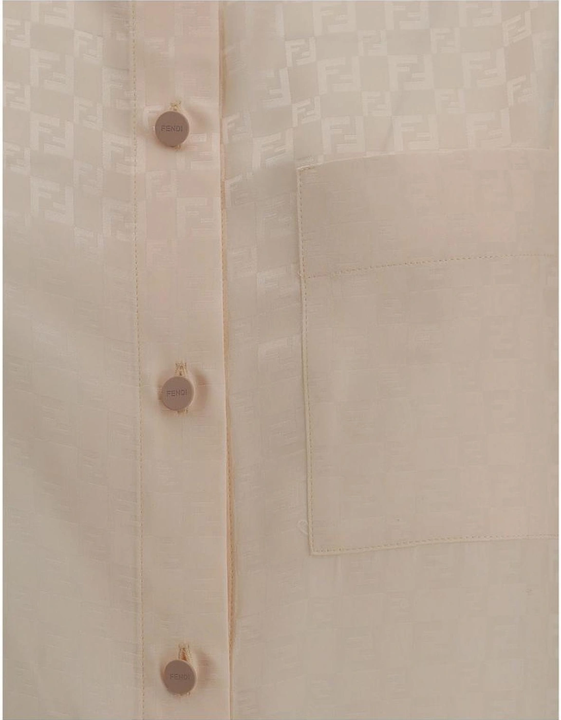 Silk Shirt with Classic Collar and FF Pattern Women - Multicolor