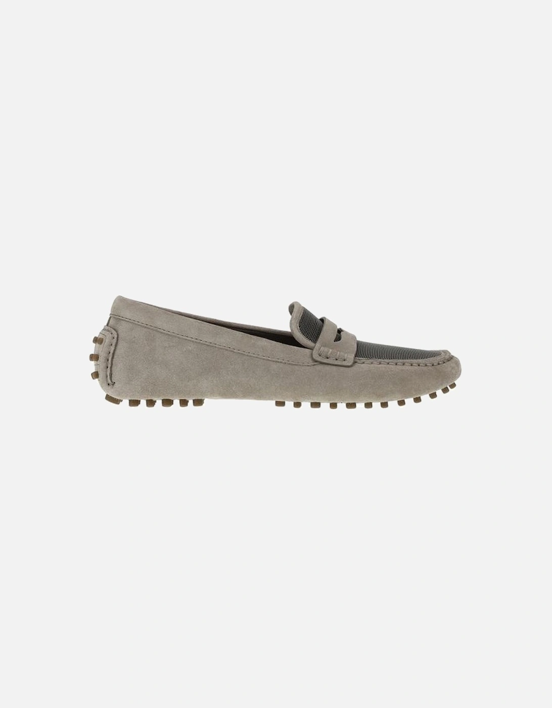 Suede Loafers with Jewel Embellished Front Women - Gray Flats, 5 of 4