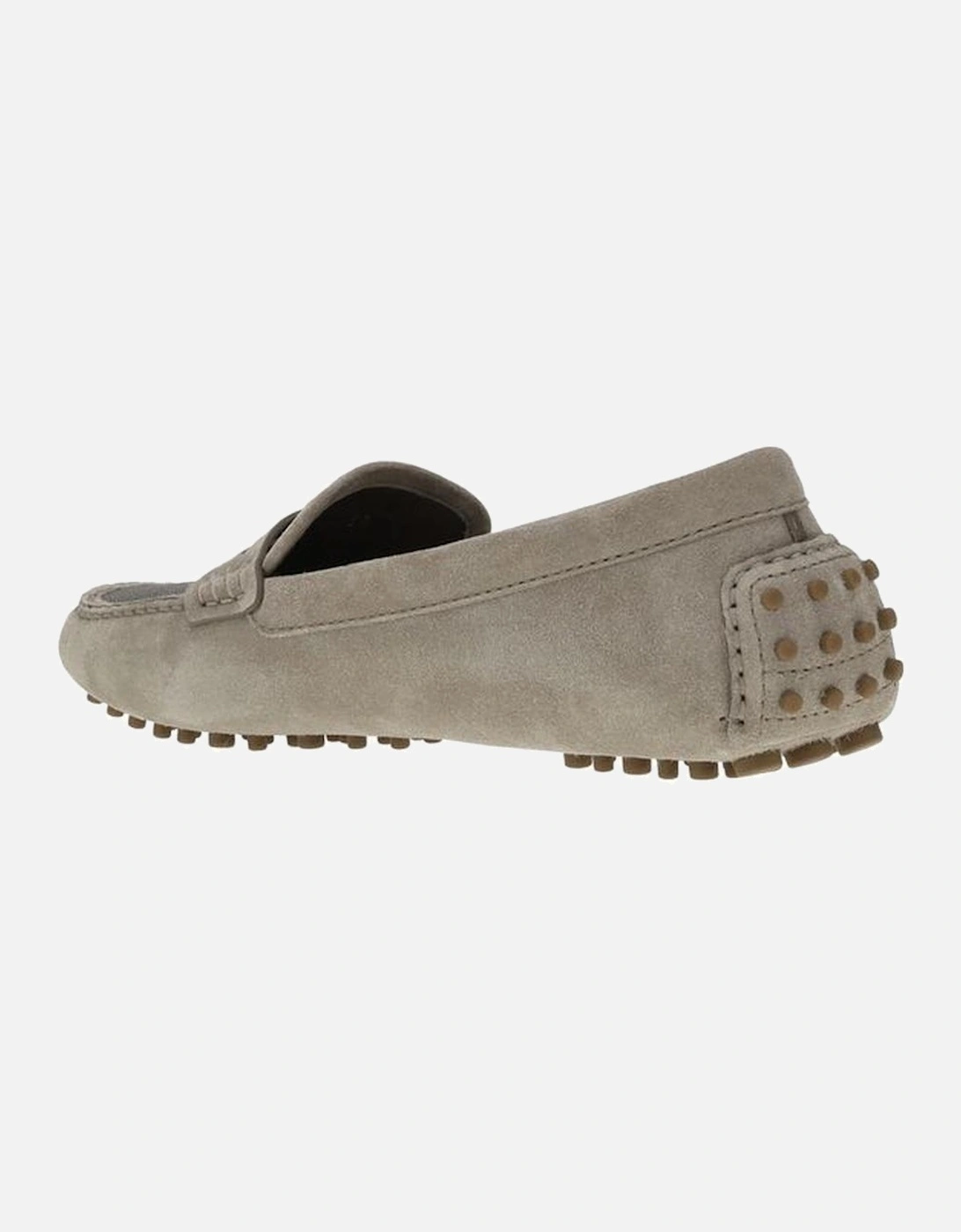Suede Loafers with Jewel Embellished Front Women - Gray Flats