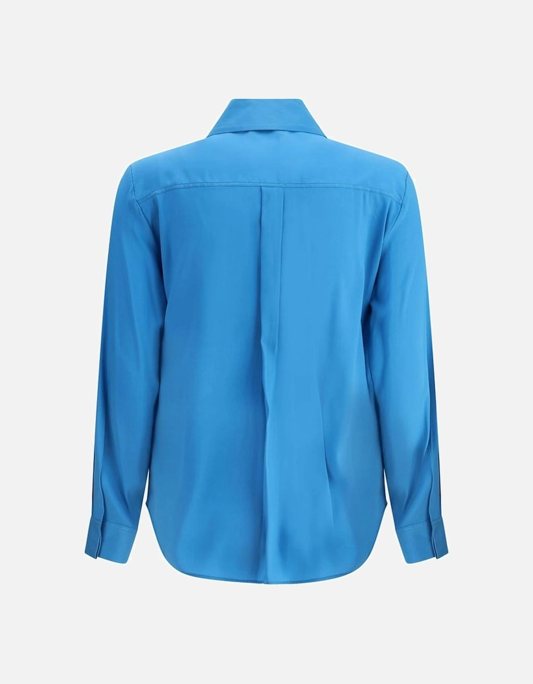 Silk Shirt with Hidden Button Placket Women - Light Blue