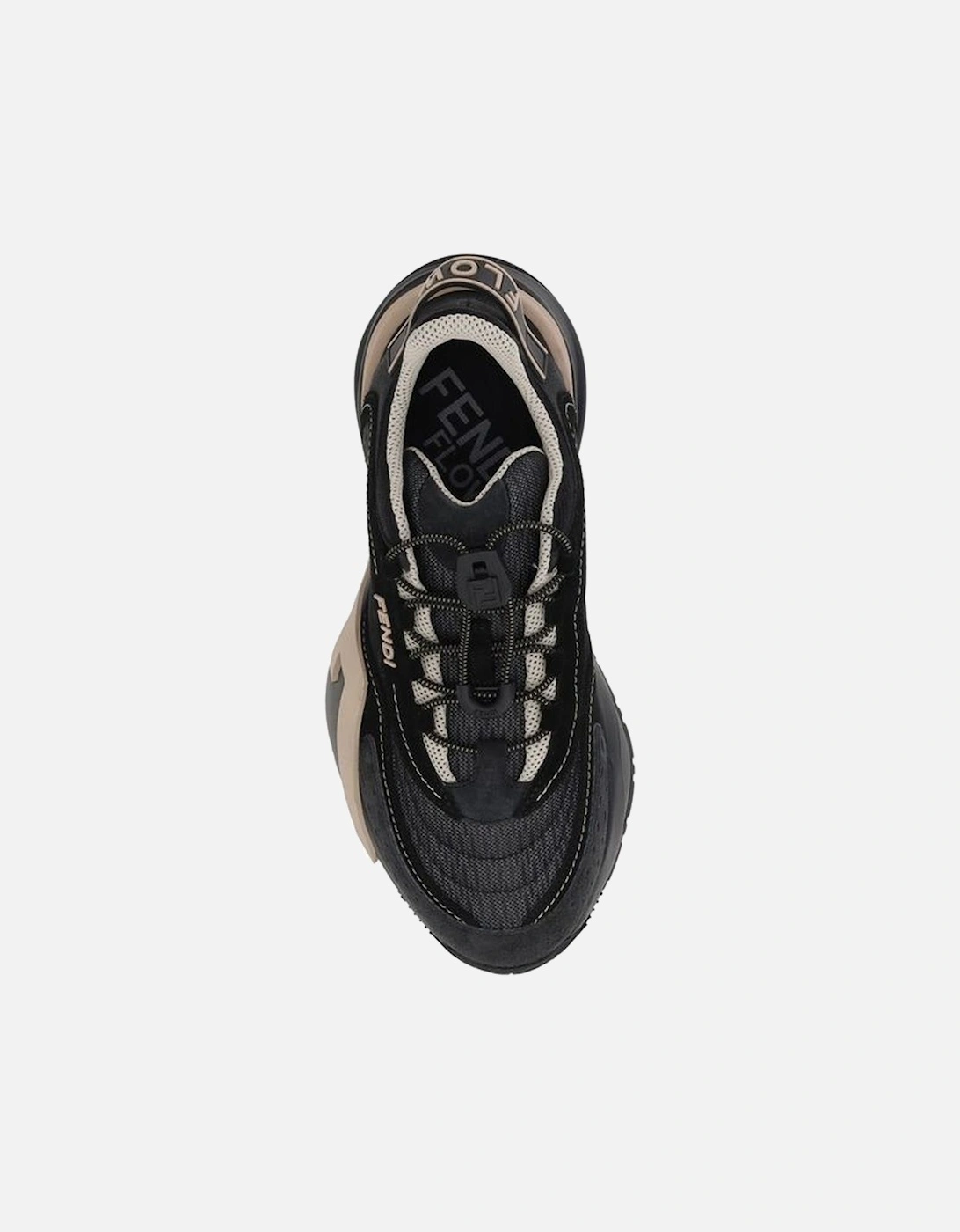 Textured Sole Monogram Sneakers with Suede Details Women - Black