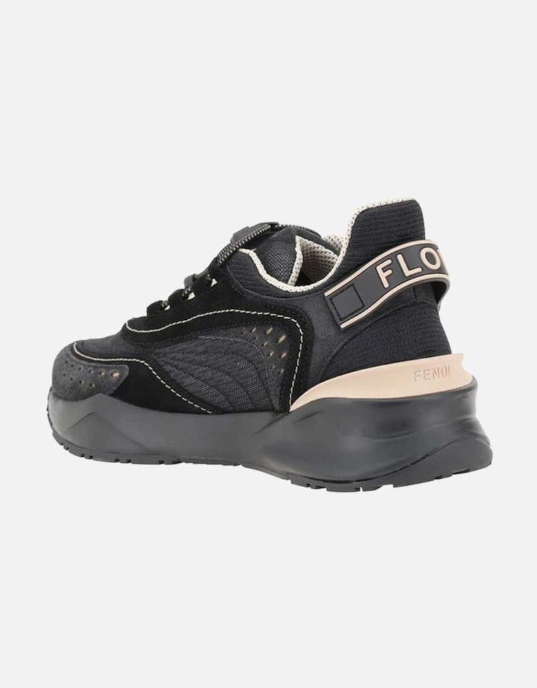 Textured Sole Monogram Sneakers with Suede Details Women - Black