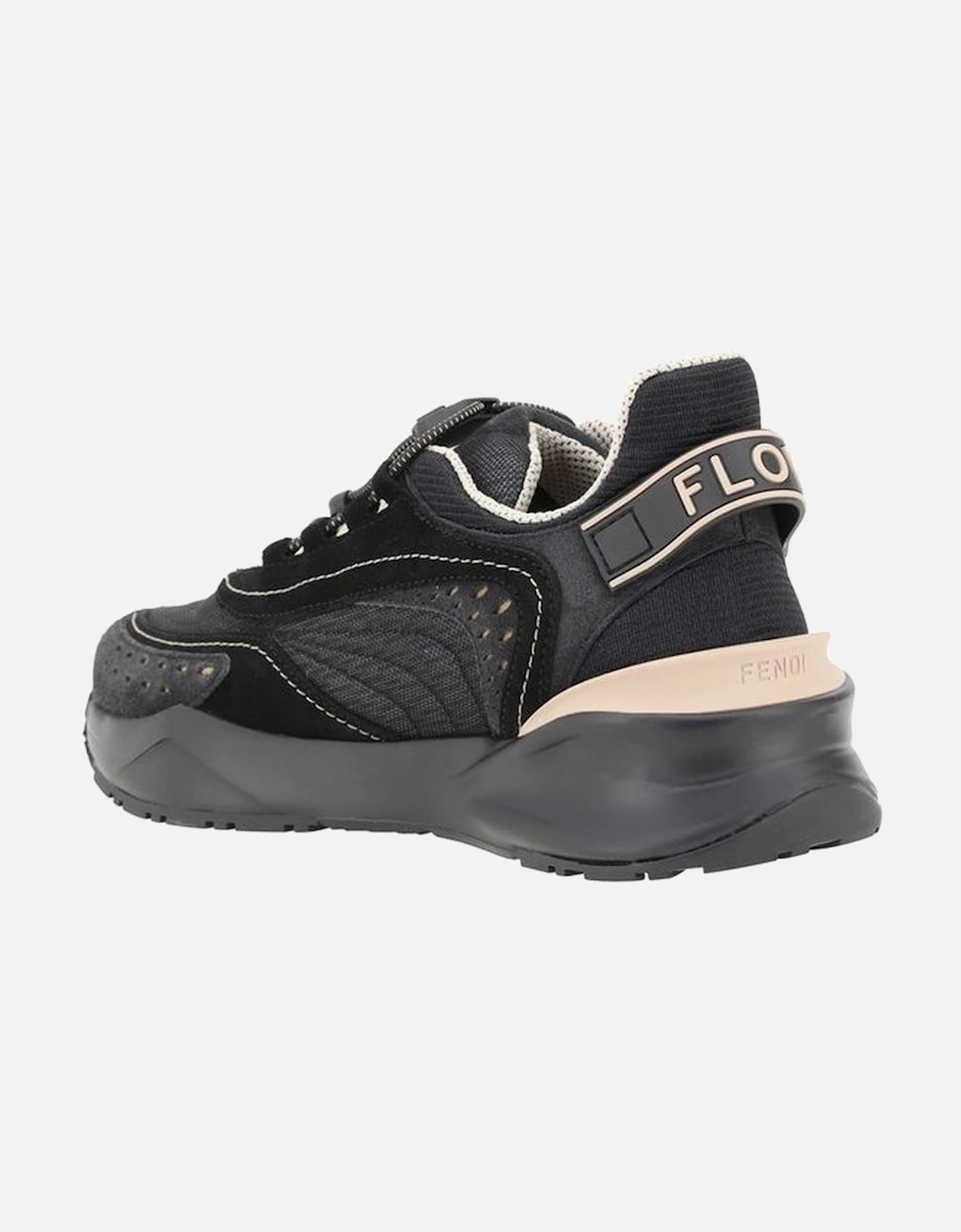 Textured Sole Monogram Sneakers with Suede Details Women - Black