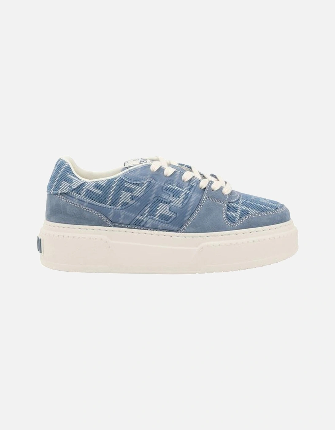 Fabric Sneakers with Suede Details and Wedge Sole Women - Light Blue, 5 of 4