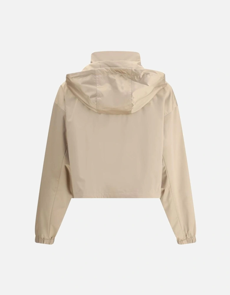 Cropped Waterproof Jacket with Adjustable Hood Women - Beige Jackets