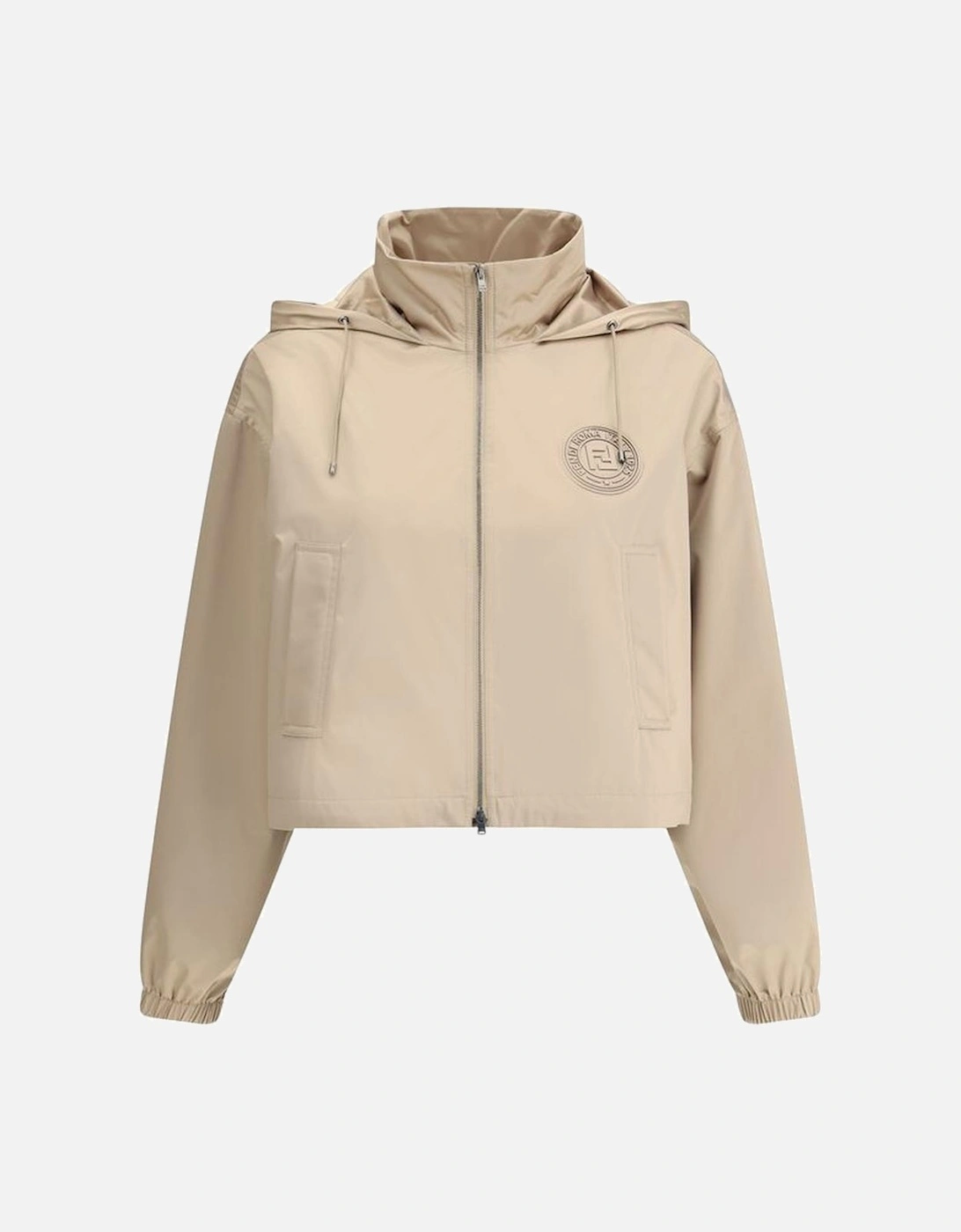 Cropped Waterproof Jacket with Adjustable Hood Women - Beige Jackets, 4 of 3