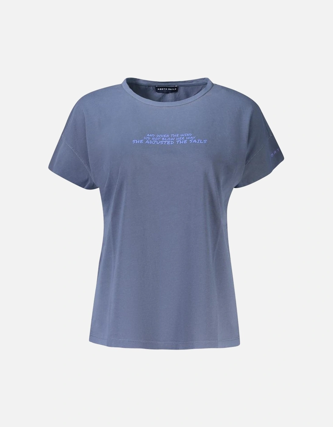 Wide Neck Embossed Print T-Shirt Women - Blue, 4 of 3