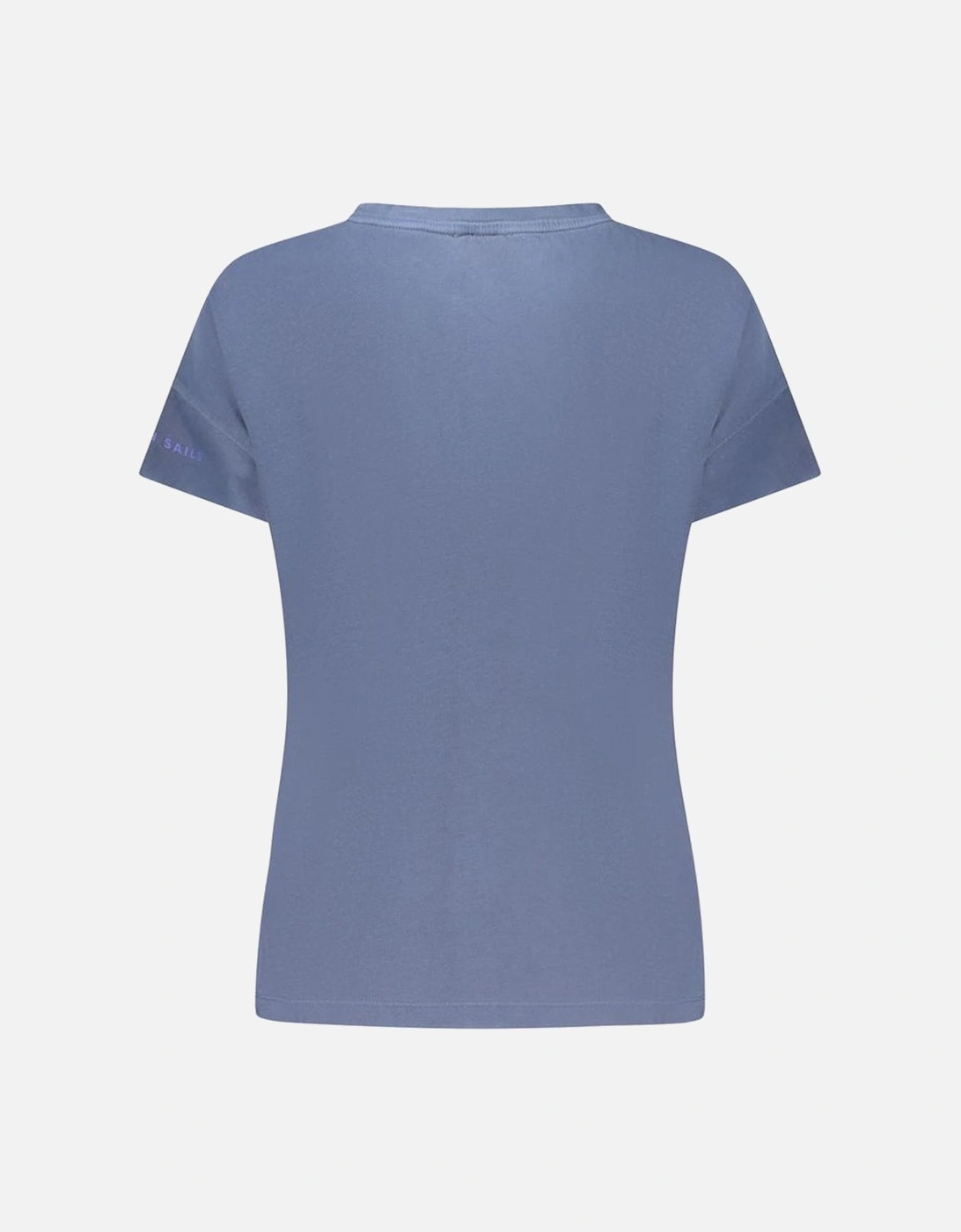 Wide Neck Embossed Print T-Shirt Women - Blue