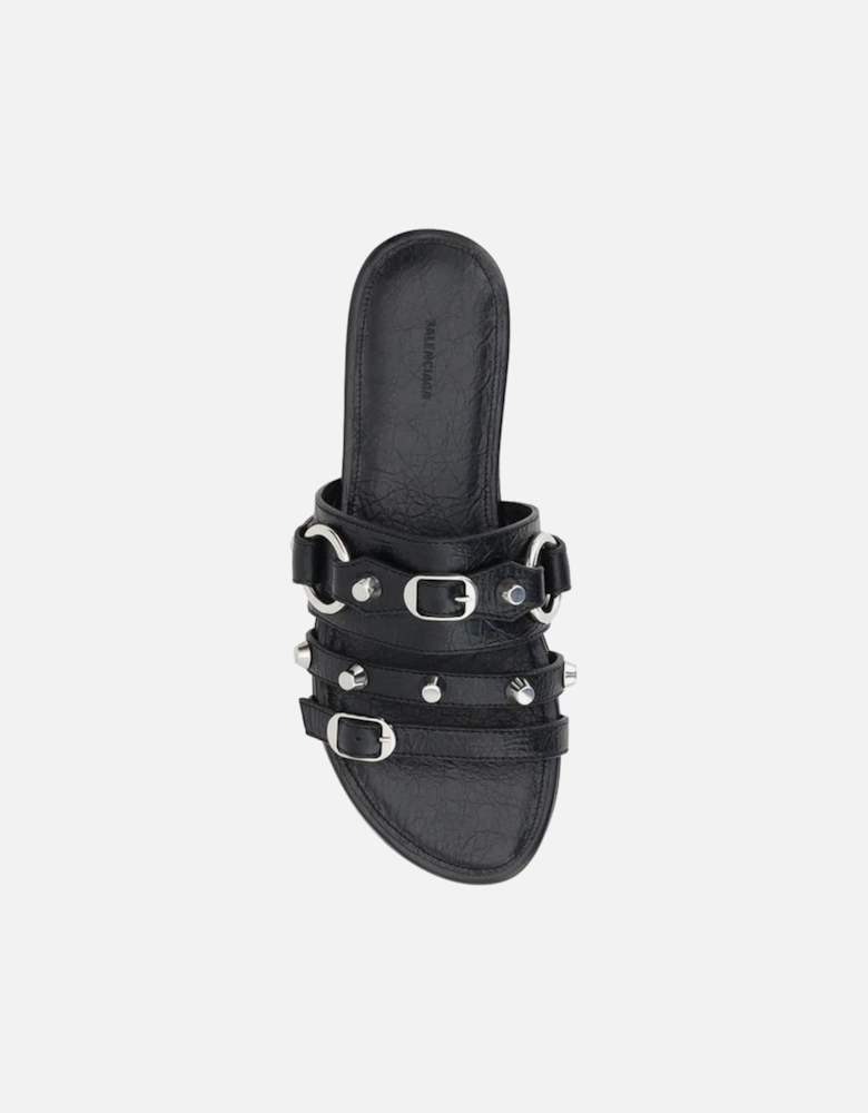 Studded Slip-On Sandals with Silver Accents Women - Black