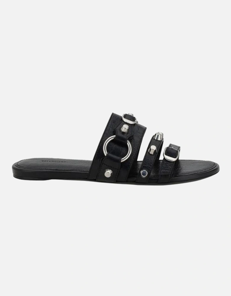 Studded Slip-On Sandals with Silver Accents Women - Black