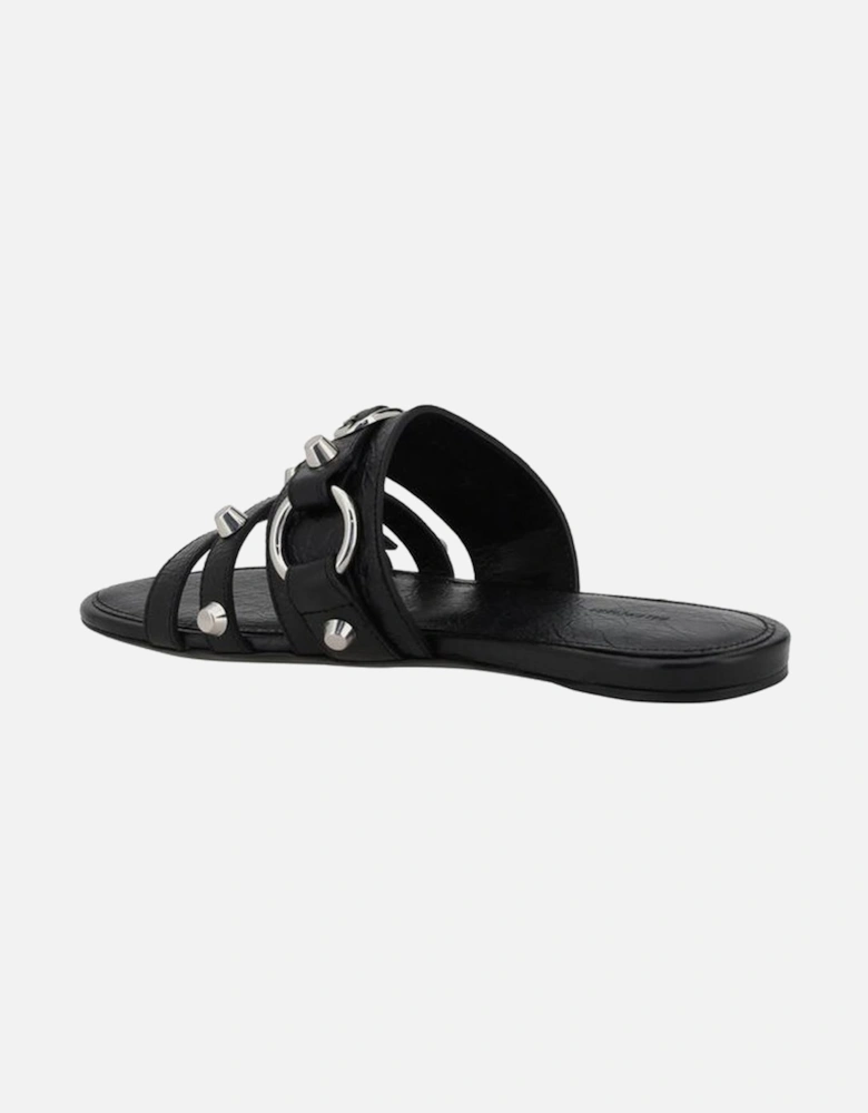Studded Slip-On Sandals with Silver Accents Women - Black