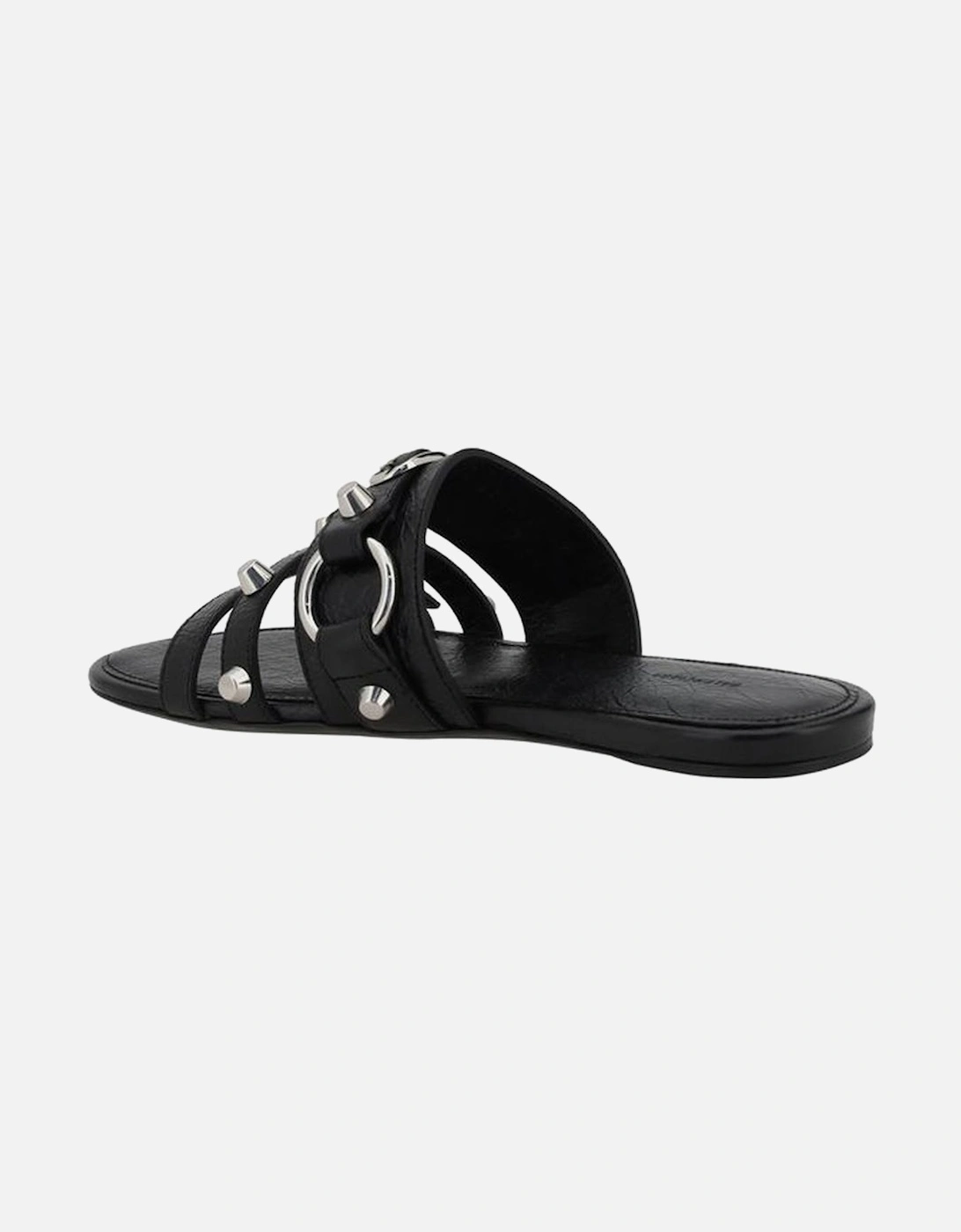Studded Slip-On Sandals with Silver Accents Women - Black