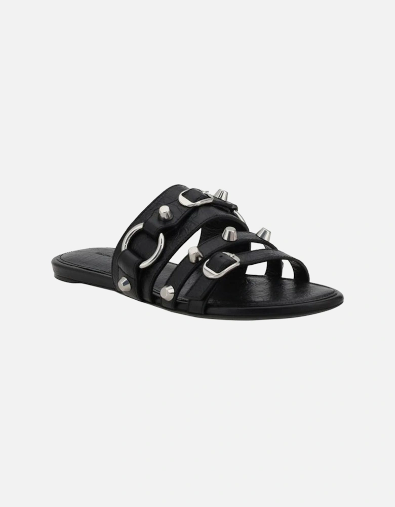 Studded Slip-On Sandals with Silver Accents Women - Black