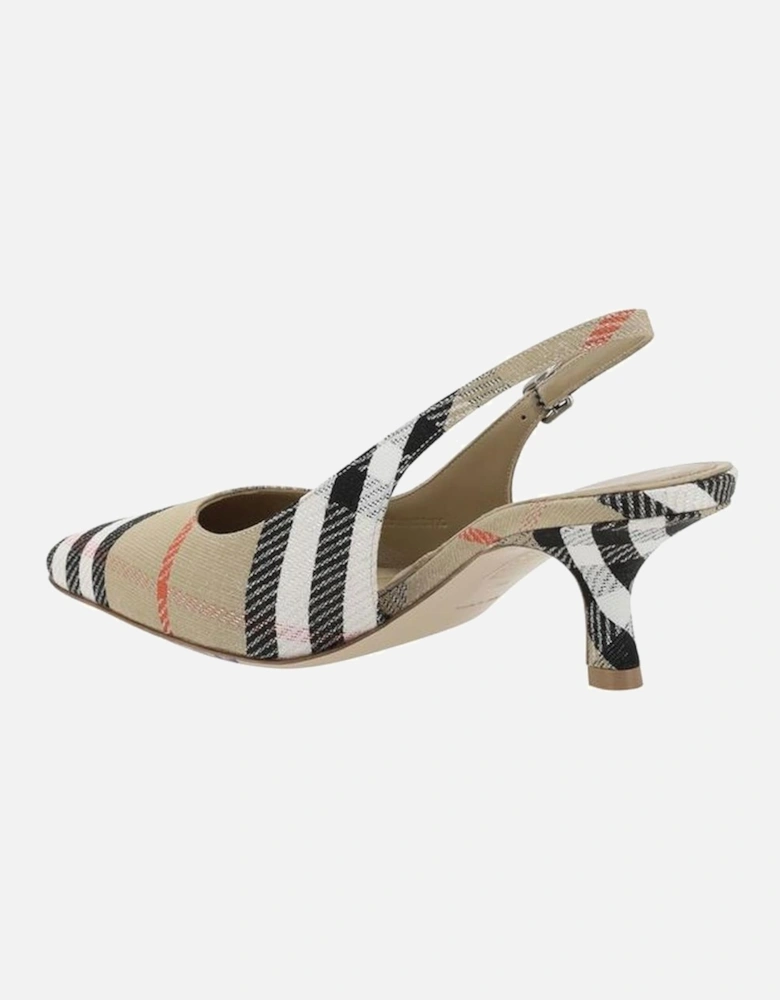 Kitten Heel Slingback Pumps with Archivio Check Pattern Women -