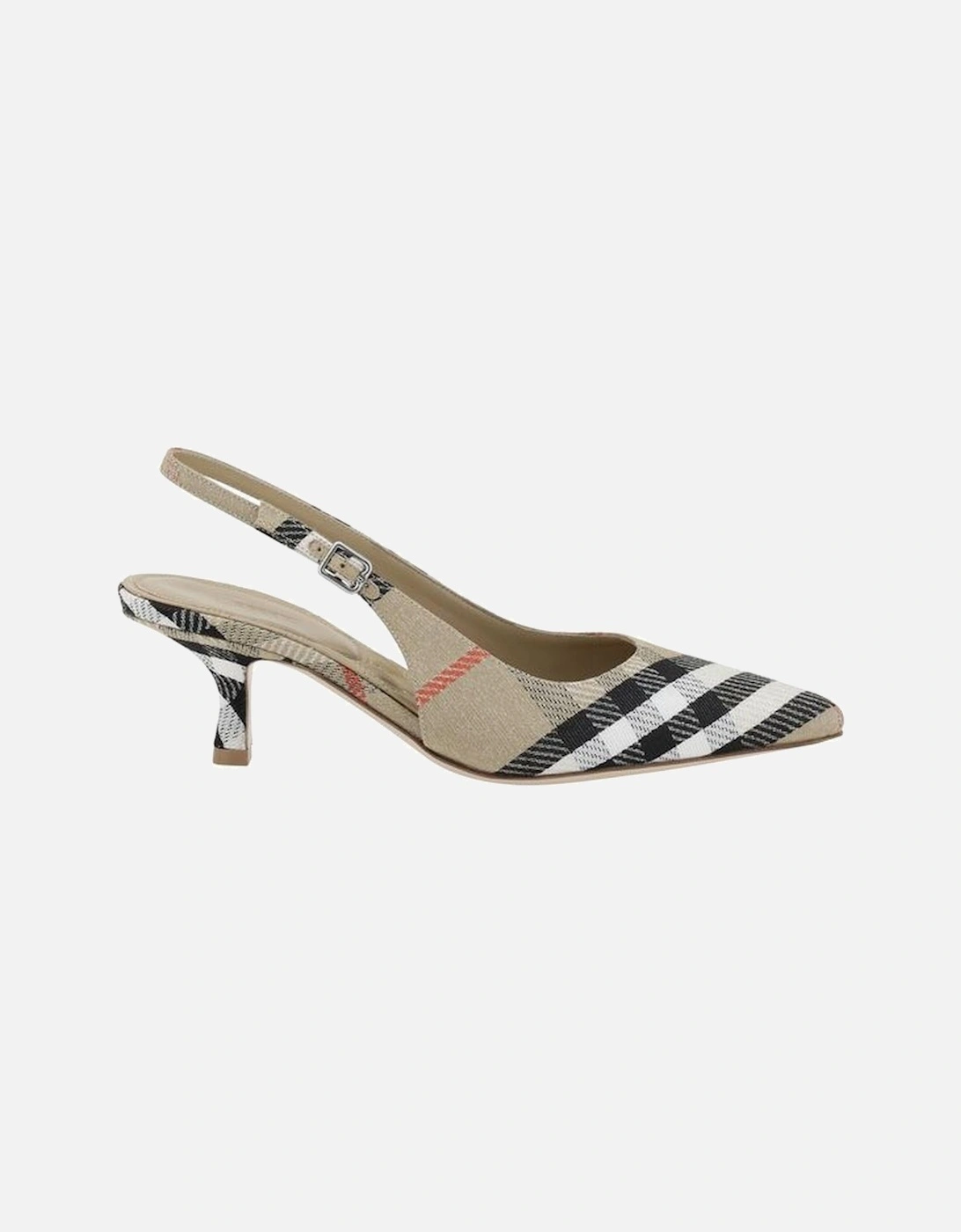 Kitten Heel Slingback Pumps with Archivio Check Pattern Women -, 5 of 4