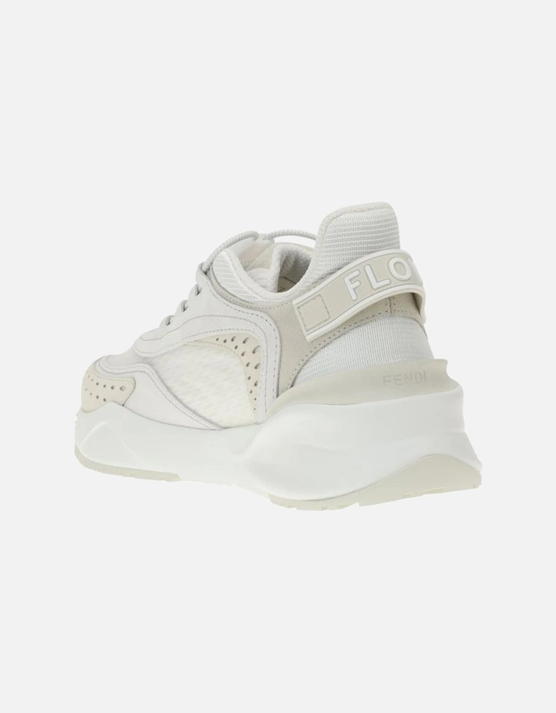 Textured Sole Sneakers with Suede Details and Monogram Women - White