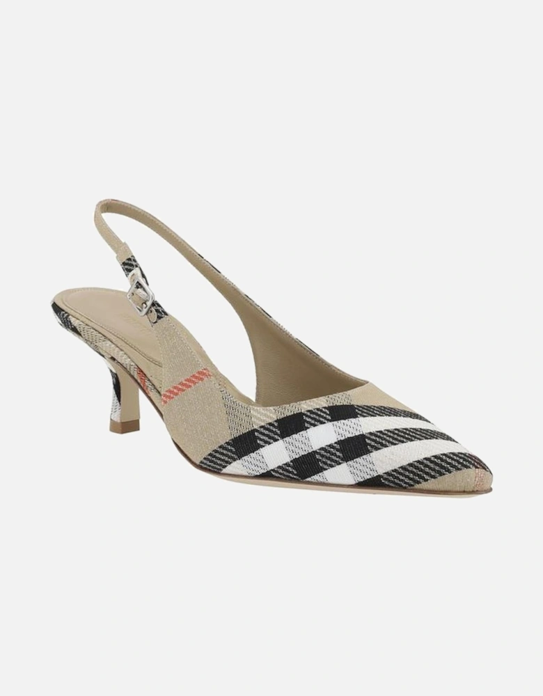 Kitten Heel Slingback Pumps with Archivio Check Pattern Women -