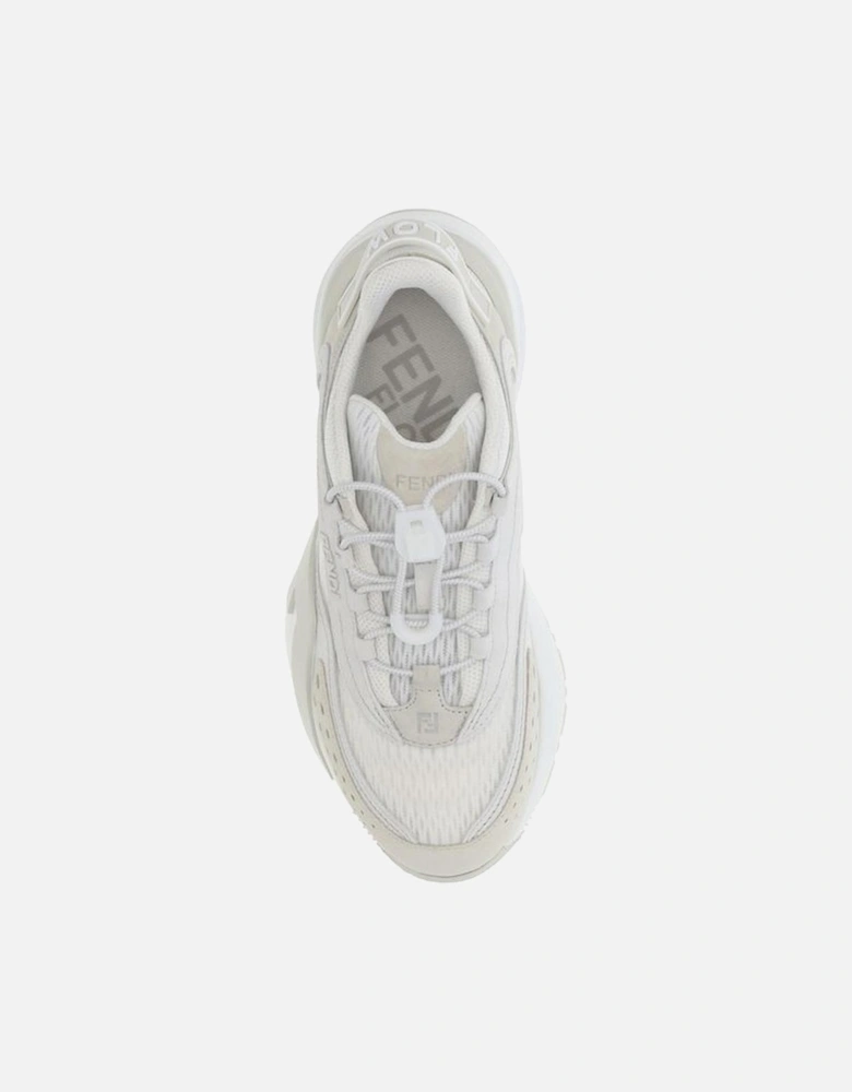 Textured Sole Sneakers with Suede Details and Monogram Women - White