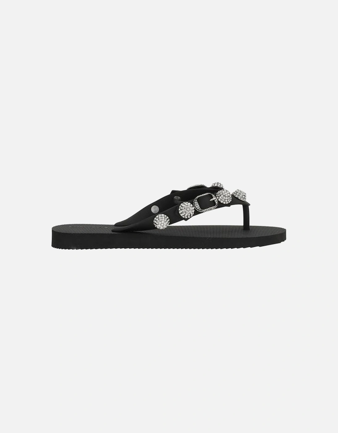 Cagole Studded Crystal Flip Flops Women - Black Sandals, 5 of 4
