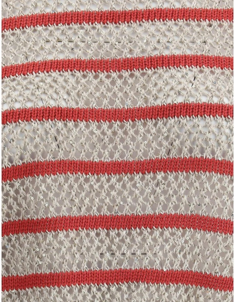 Cropped Knit Sweater Three Quarter Sleeves Women - Beige