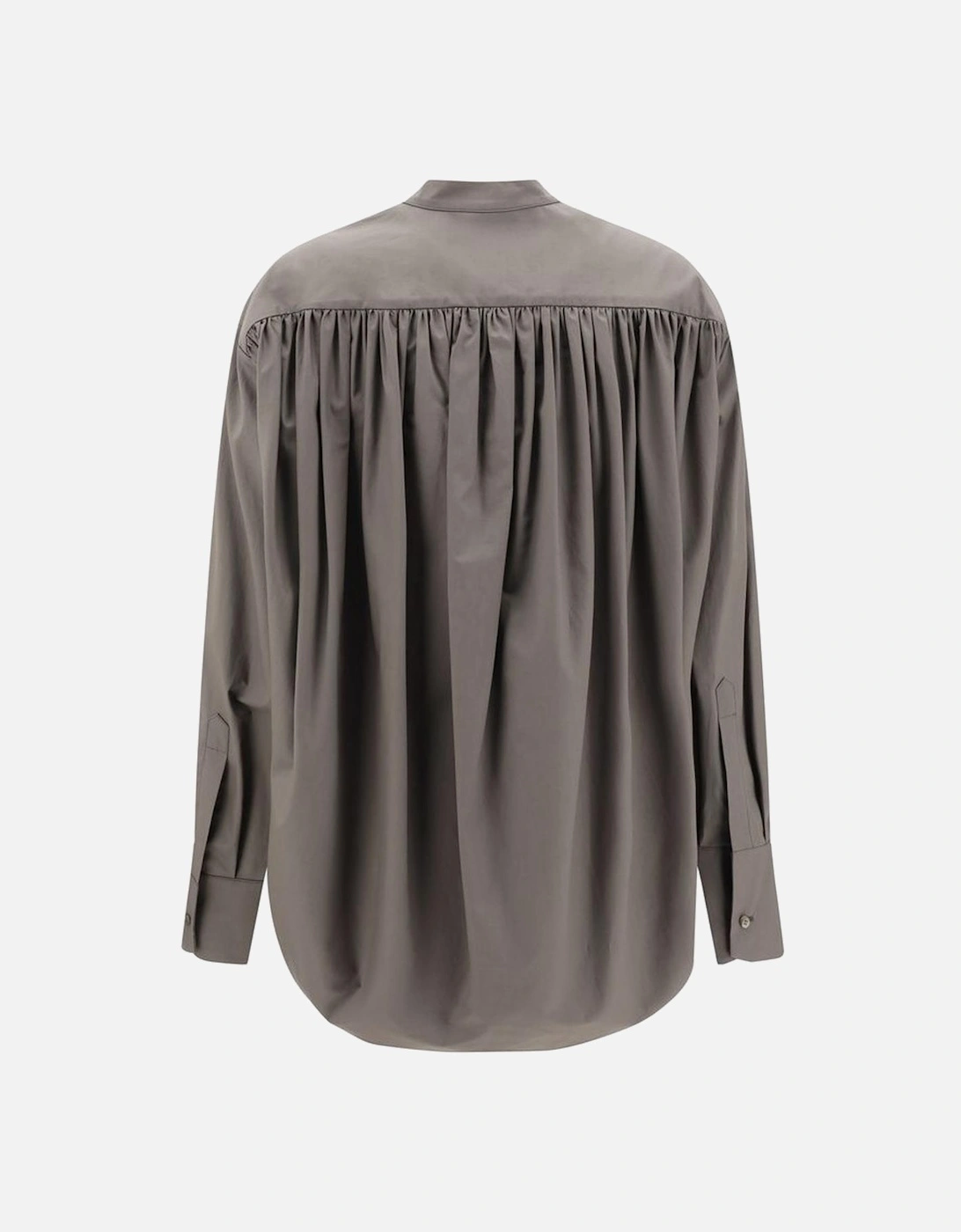 Balloon Shirt with Round Neck and Welt Pocket Women - Green