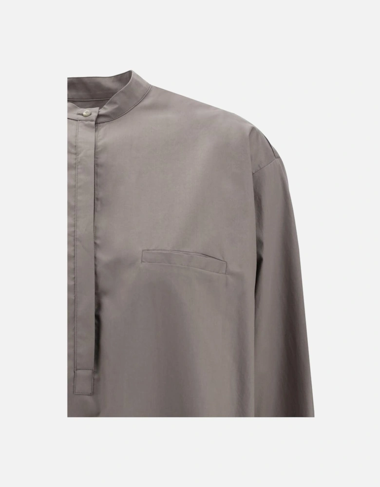 Balloon Shirt with Round Neck and Welt Pocket Women - Green