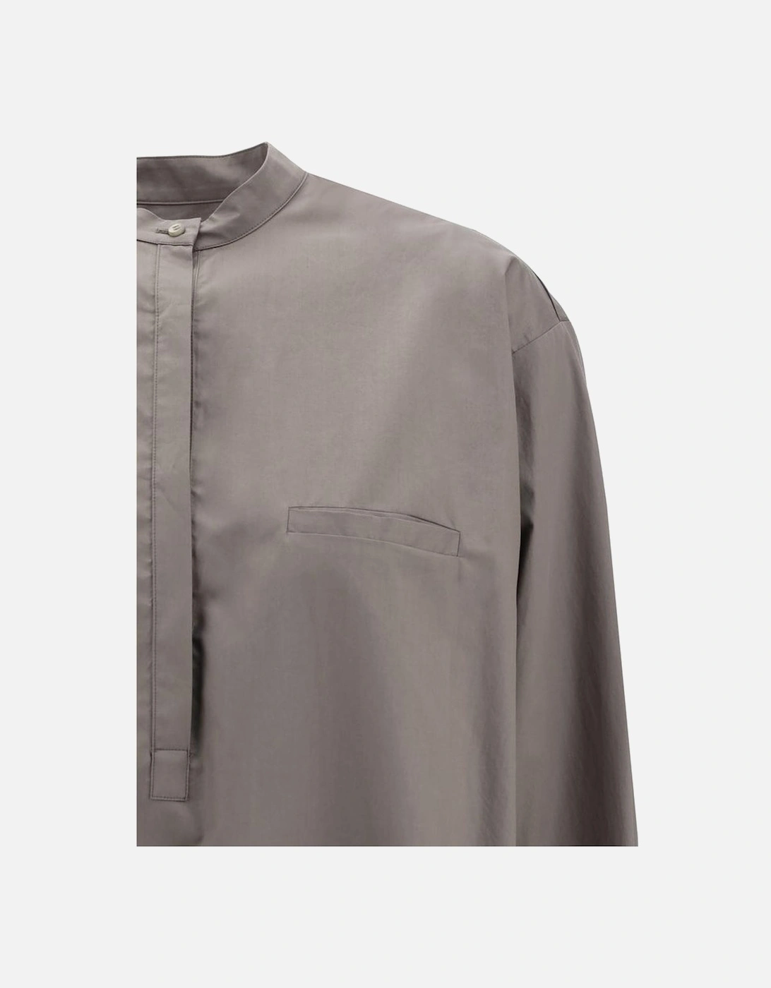 Balloon Shirt with Round Neck and Welt Pocket Women - Green