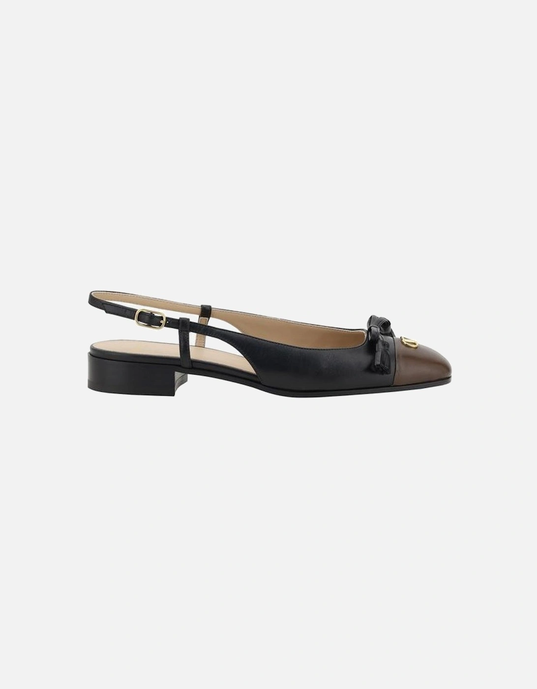 Ballerina Slingback Shoes with Bow and Block Heel Women - Black Flats, 5 of 4