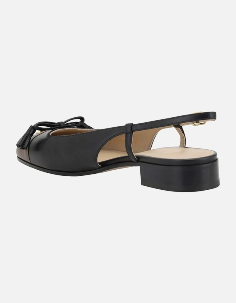 Ballerina Slingback Shoes with Bow and Block Heel Women - Black Flats