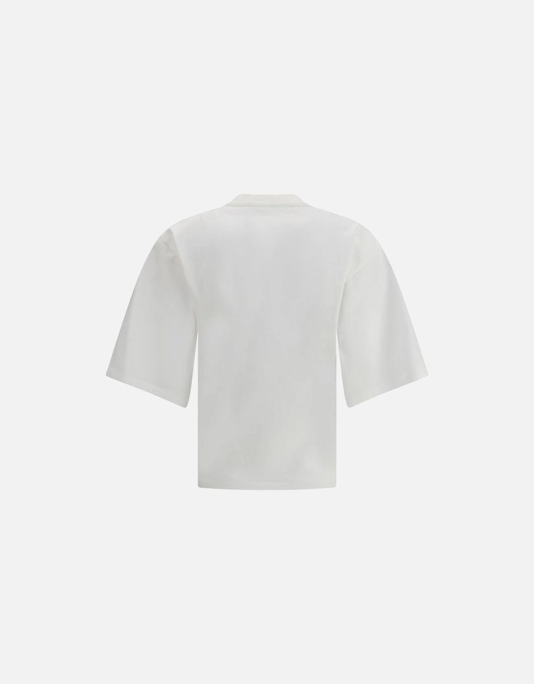 Oversized T-Shirt with Ribbed Crew Neck and 3/4 Sleeves Women - White