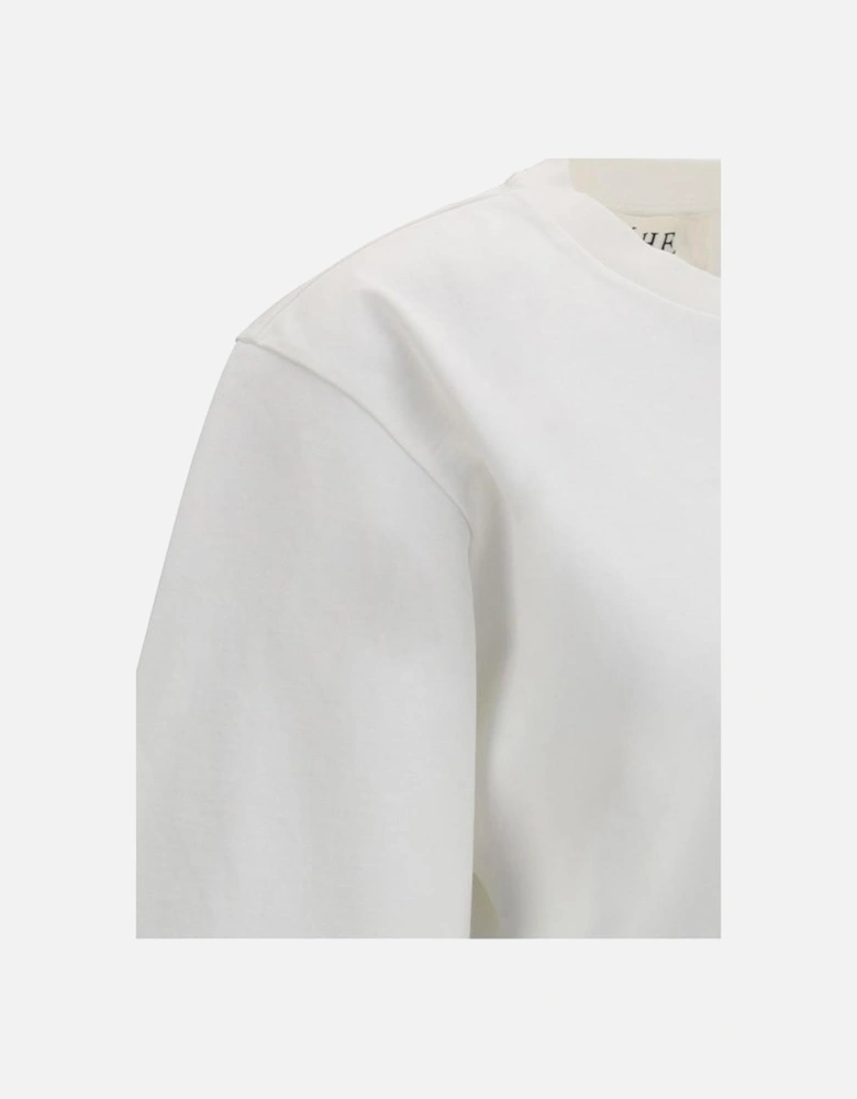 Oversized T-Shirt with Ribbed Crew Neck and 3/4 Sleeves Women - White