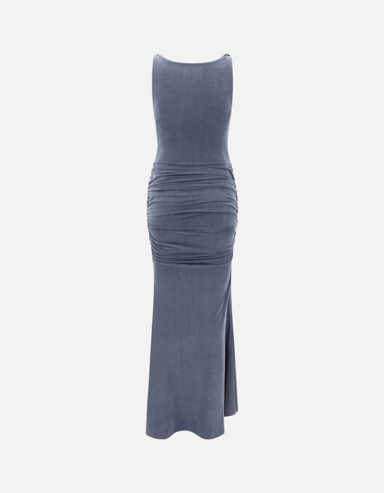 Sleeveless Draped Cowl Neck Long Dress Women - Light Blue Dresses