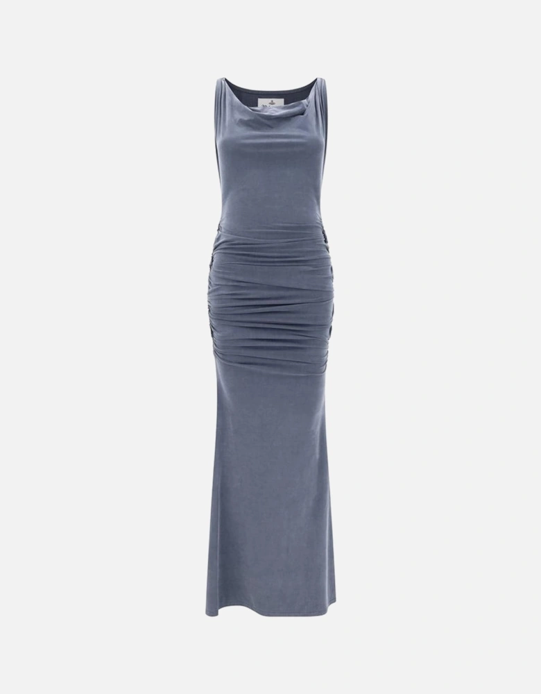 Sleeveless Draped Cowl Neck Long Dress Women - Light Blue Dresses