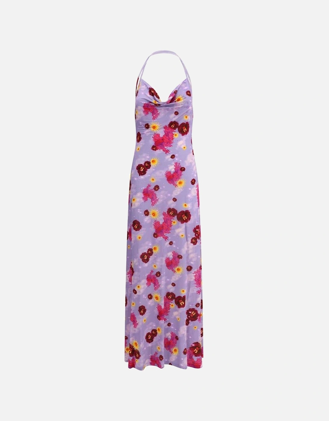 Long Floral Print Dress with Crossover Back Neckline Women -, 4 of 3